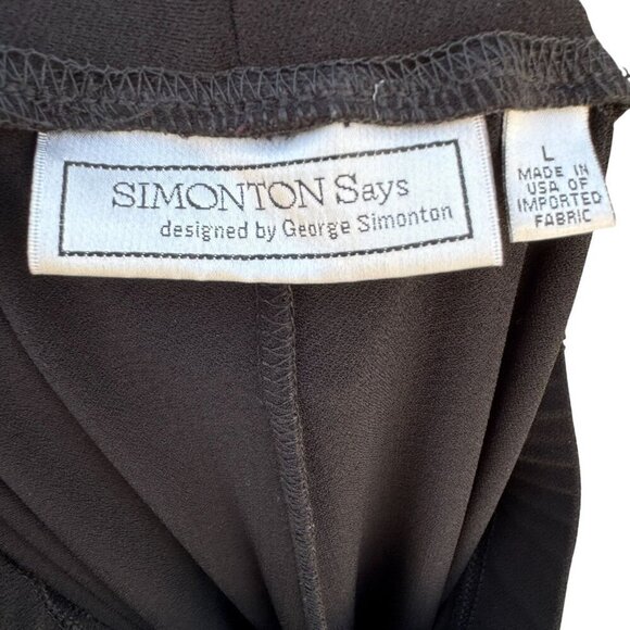 Simonton Says Womens Stretch Black Wide-Leg Side Hem Slit Cropped Dress Pants L - Picture 6 of 8